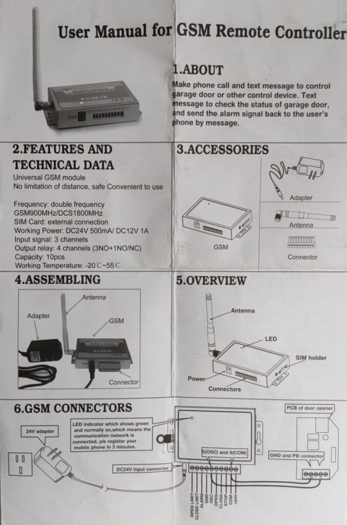KBA GSM Receiver for Gates/Doors Manual - KBA Supplies